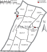 Map of Fulton County Pennsylvania With Municipal and Township Labels
