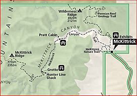 National Park Service relief map of McKittrick Canyon with trails