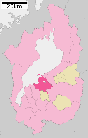 Location of Ōmihachiman in Shiga Prefecture