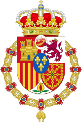 Royal Coat of Arms used by the supporters of the Claimants to the Spanish Throne (adopted c.1942) Golden Fleece Variant