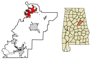 Location of Lincoln in Talladega County, Alabama.