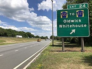 2020-07-13 13 42 33 View east along Interstate 78 (Phillipsburg-Newark Expressway) at Exit 24 (Hunterdon County Route 523 TO Hunterdon County Route 517, Oldwick, Whitehouse) in Tewksbury Township, Hunterdon County, New Jersey