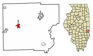 Location of Martinsville in Clark County, Illinois.