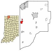 Location of Westville in LaPorte County, Indiana.
