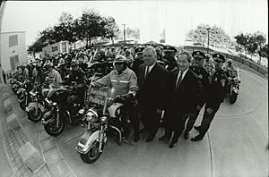 Mayor Thomas M. Menino with members of the Boston Police Department (15649593296)