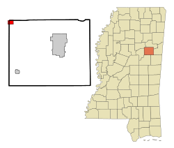 Location of Maben, Mississippi
