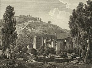 1806-1820, Voyage pittoresque et historique de l'Espagne, tomo I, Vista del monasterio de Juste (cropped)