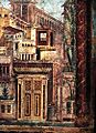 Altrömische Wandmalerei in der Villa of P. Fannius Synistor, Wandmalerei-Detail nach Bühnenmanie, Boscoreale, Campaia