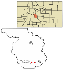 Location of Poncha Springs in Chaffee County, Colorado.