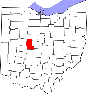 Map of Ohio highlighting Union County