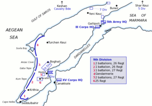 Map of Turkish forces at Gallipoli April 1915