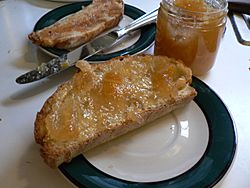 Marmalade spread on bread