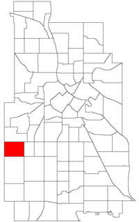 Location of West Calhoun within the U.S. city of Minneapolis