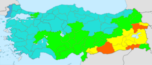 Turkey total fertility rate by province 2014