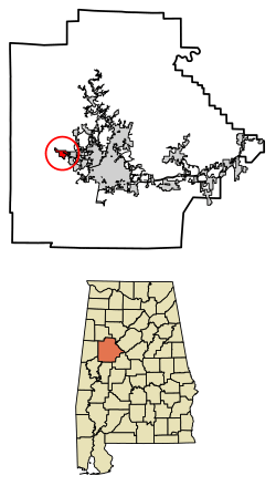Location of Coker in Tuscaloosa County, Alabama.