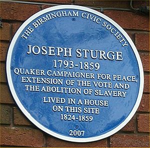 Blue plaque Joseph Sturge