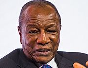 His Excellency President Alpha Condé of Guinea, speaking at the UK-Africa Investment Summit in London, 20 January 2020 20200120120724ZJW 4283 (49418933596) (cropped) (cropped)