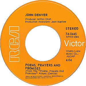 John denver with fat city Poems Prayers and Promises B-side US vinyl single