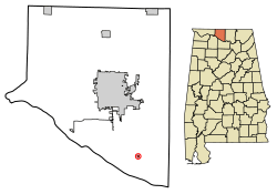 Location of Mooresville in Limestone County, Alabama.