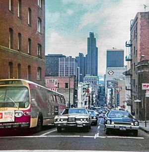Looking down Sacramento Street, San Francisco, July 18, 1975