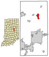 Location of Alexandria in Madison County, Indiana.