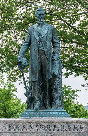 Statue of Ezra Cornell, founder of Cornell University