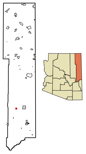 Location of Concho in Apache County, Arizona.