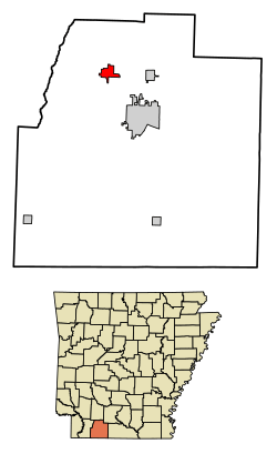 Location of Waldo in Columbia County, Arkansas.