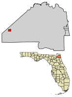 Location of Baldwin in Duval County, Florida.