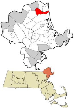 Location in Essex County and the state of Massachusetts