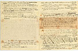 Handwritten drafts of dictionary entries Noah Webster