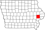 State map highlighting Cedar County