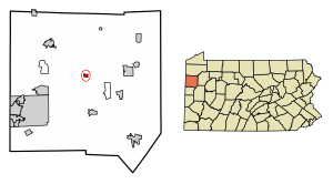 Location of Fredonia in Mercer County, Pennsylvania.