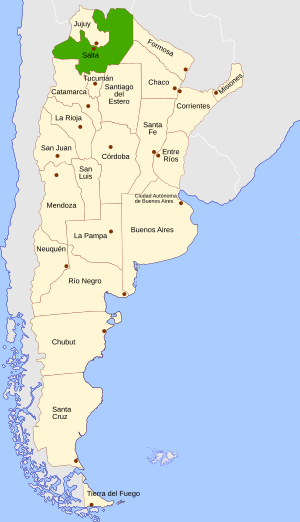 Location of Salta Province within Argentina
