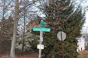 Road sign in New Columbus, Pennsylvania