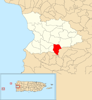 Location of Rosario within the municipality of Mayagüez shown in red