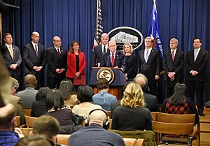 U.S. Commerce Secretary Wilbur Ross, Acting Attorney General Matthew Whitaker, Homeland Security Secretary Kirstjen Nielsen, FBI Director Christopher Wray Announces 23 Criminal Charges Against China's Huawei & Wanzhou Meng