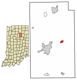 Location of Lagro in Wabash County, Indiana.