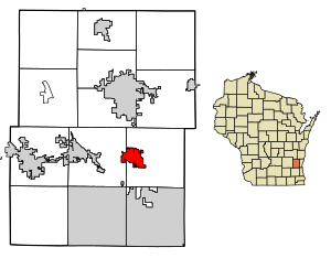 Location of Jackson in Washington County, Wisconsin.