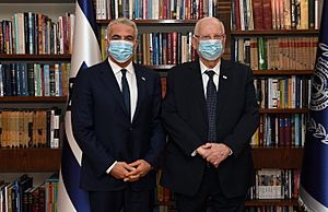 Yair Lapid meeting with Reuven Rivlin against the background of the efforts to form a new government of Israel, May 2021 (GPOZAC 7336)