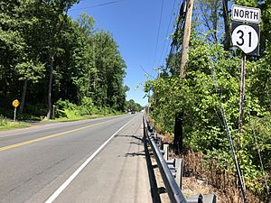 2018-06-14 11 11 47 View north along New Jersey State Route 31 at Sanitorium Road-Fountain Grove Road in Glen Gardner, Hunterdon County, New Jersey