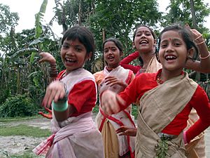 4 girls celebrating Assamese Bihu