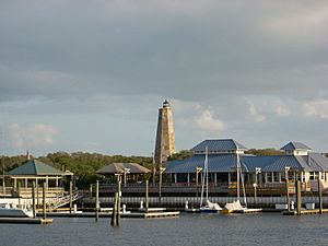 Bald Head Island Marina with Old Baldy lighthouse