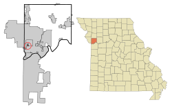 Location of Oaks, Missouri