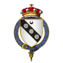 Coat of arms of Sir Henry Carey, 1st Baron Hunsdon, KG