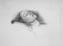 John Everett Millais, 1852 - Elizabeth Siddal - Study for Ophelia
