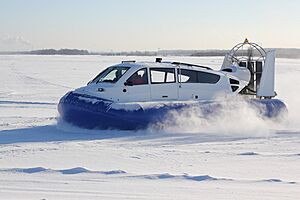 Kaiman-10 hovercraft on snow field