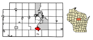Location of Mosinee in Marathon County, Wisconsin.
