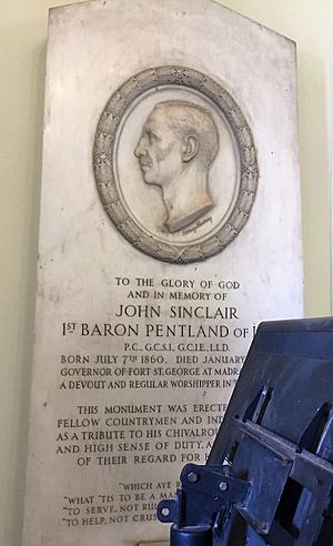 Memorial to John Sinclair, Baron Pentland, at St Andrew's Kirk, Madras