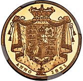 Gold coin showing a crowned shield